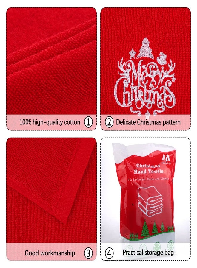 MCEAST 3 Pack Christmas Hand Towels Pure Cotton Towels Christmas Decorative Dish Towels Set for Kitchen Bathroom Home,12 x 18 Inches - Image 3